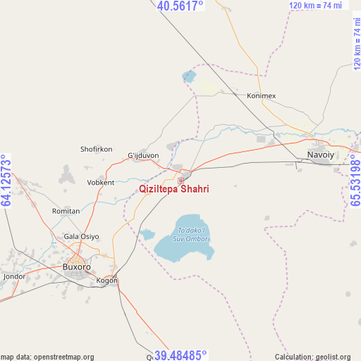 Qiziltepa Shahri on map