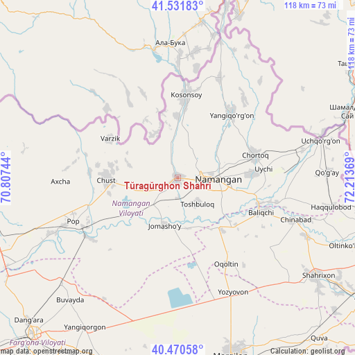 Tŭragŭrghon Shahri on map