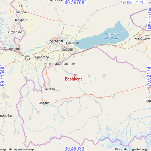 Beshkent on map