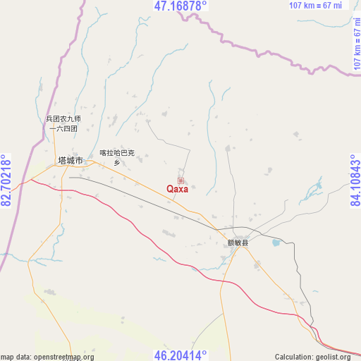 Qaxa on map