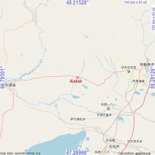 Alakak on map