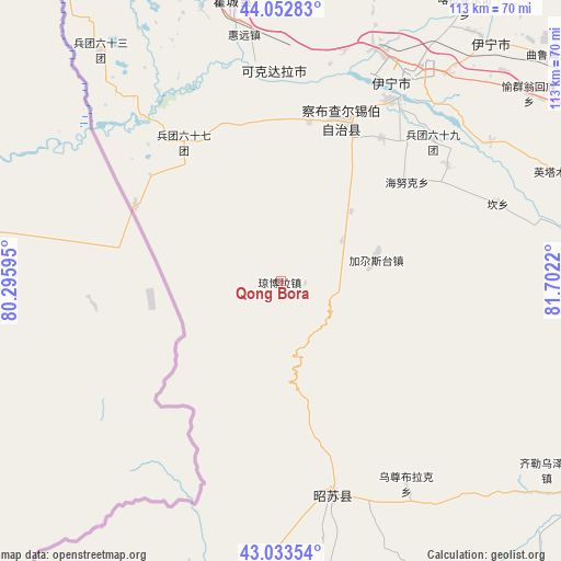 Qong Bora on map