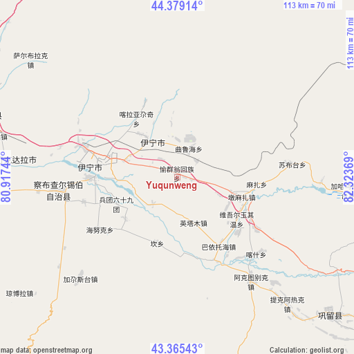 Yuqunweng on map