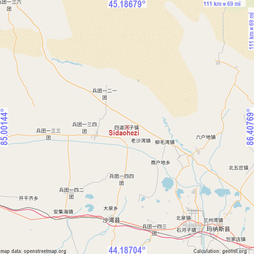 Sidaohezi on map