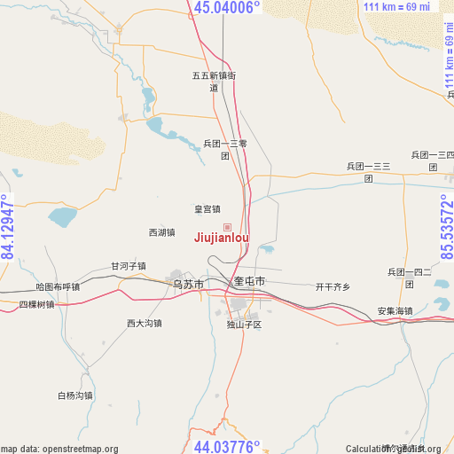 Jiujianlou on map