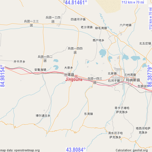 Jingouhe on map