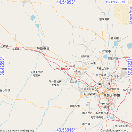 Yushugou on map