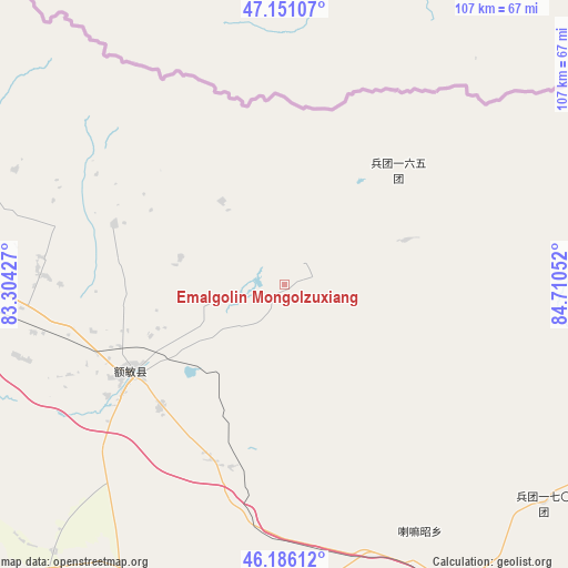 Emalgolin Mongolzuxiang on map