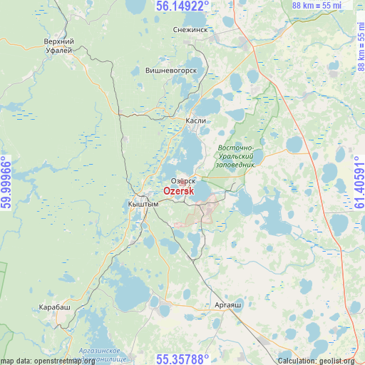 Ozersk on map