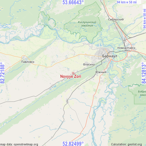 Novyye Zori on map