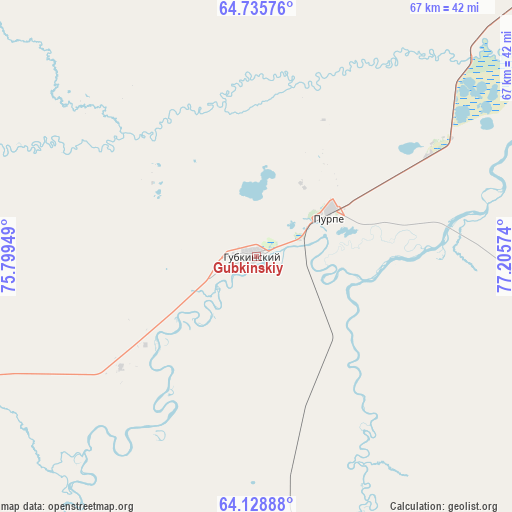 Gubkinskiy on map