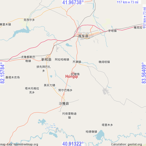 Hongqi on map