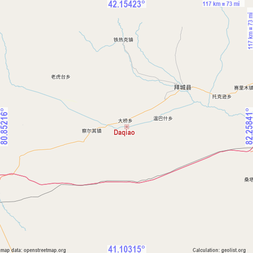 Daqiao on map