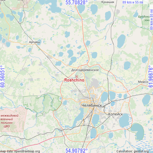 Roshchino on map