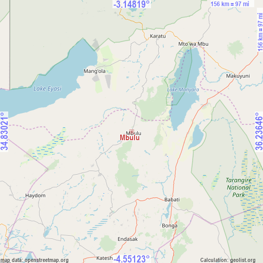 Mbulu on map