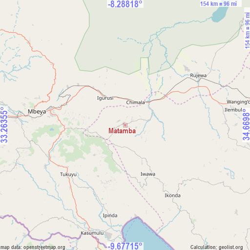 Matamba on map