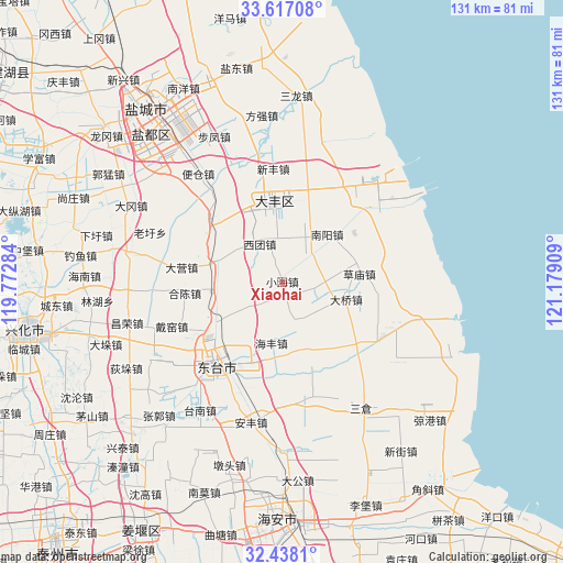 Xiaohai on map