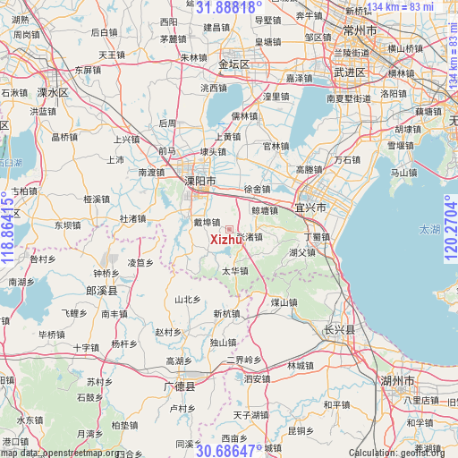Xizhu on map