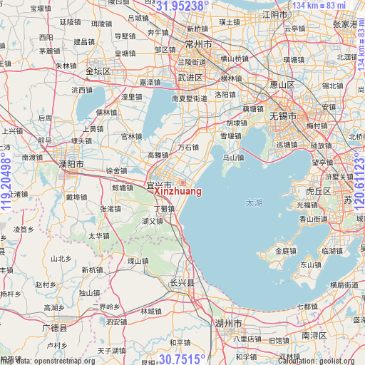 Xinzhuang on map
