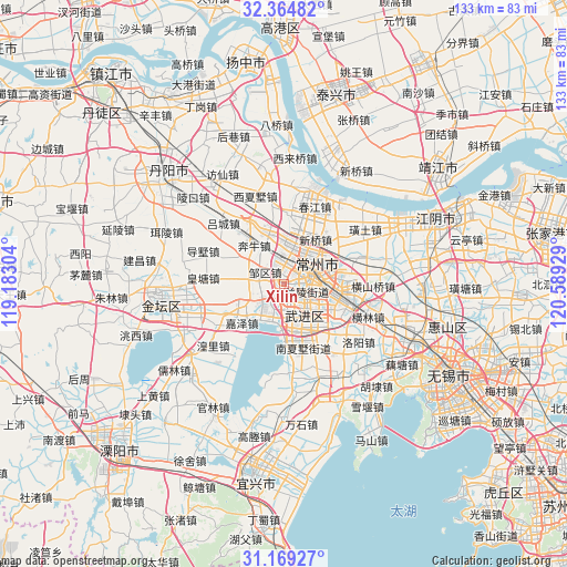 Xilin on map
