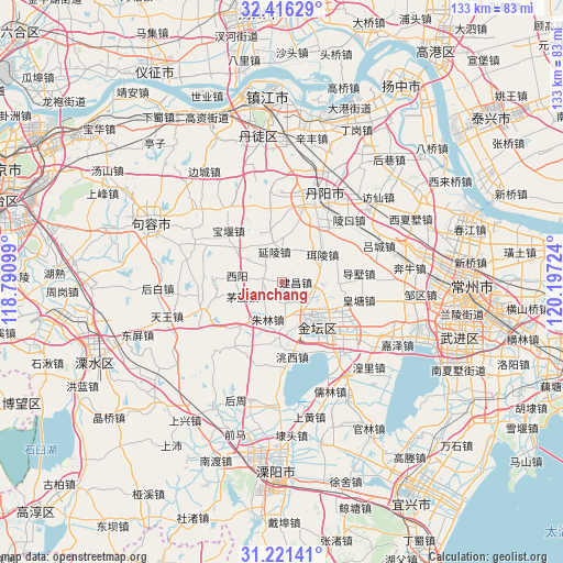 Jianchang on map