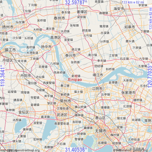 Xinqiao on map