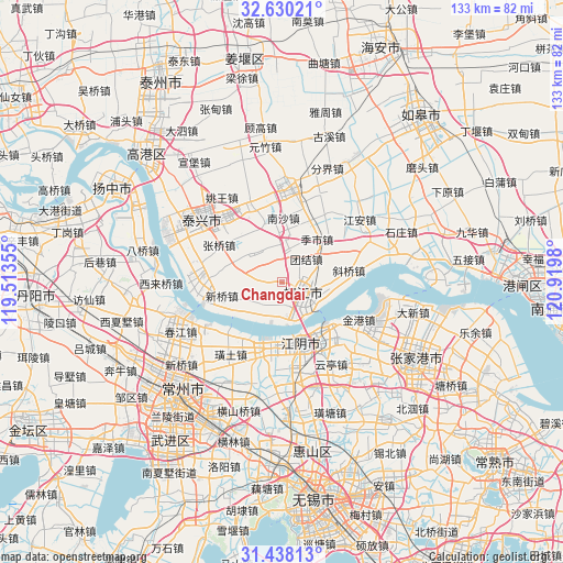 Changdai on map