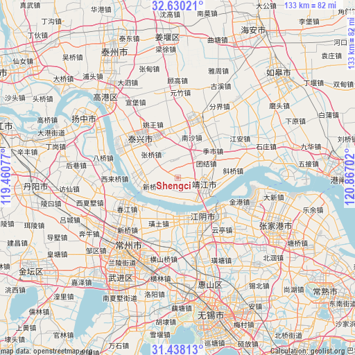 Shengci on map