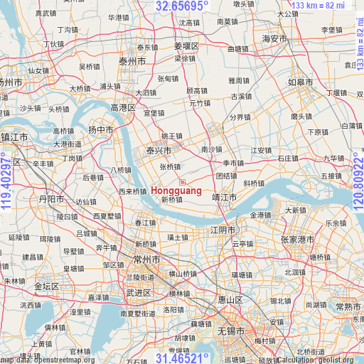 Hongguang on map