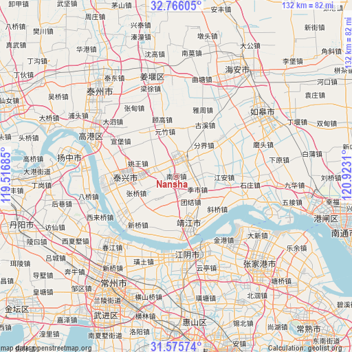 Nansha on map