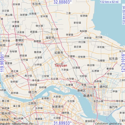 Taoyuan on map