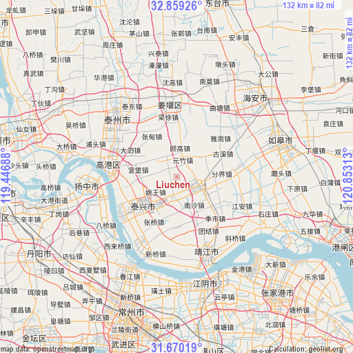 Liuchen on map