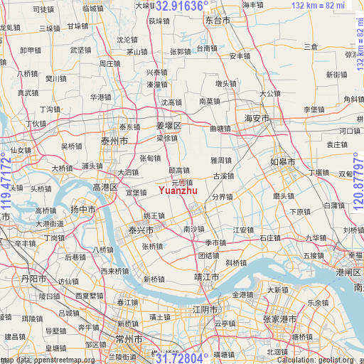 Yuanzhu on map