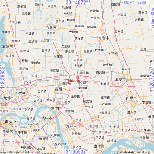 Qiaotou on map