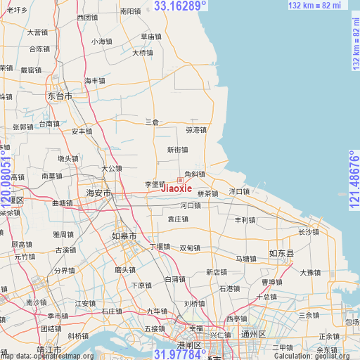 Jiaoxie on map