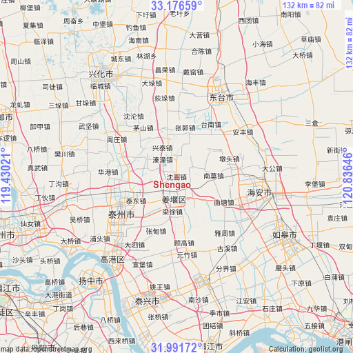 Shengao on map