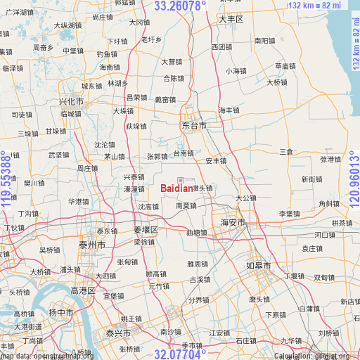 Baidian on map