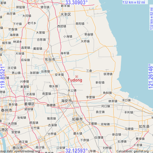 Fudong on map