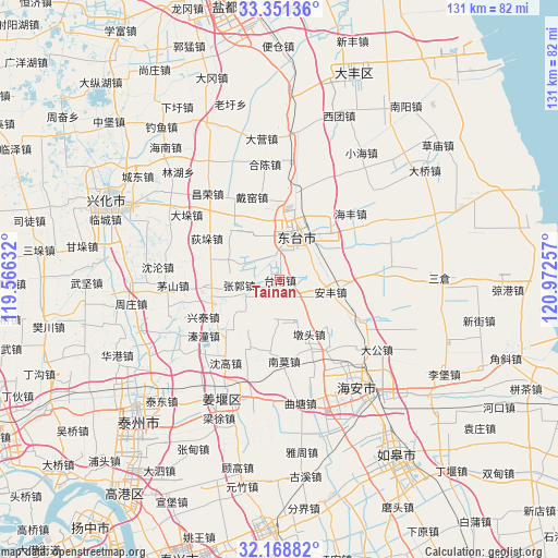 Tainan on map