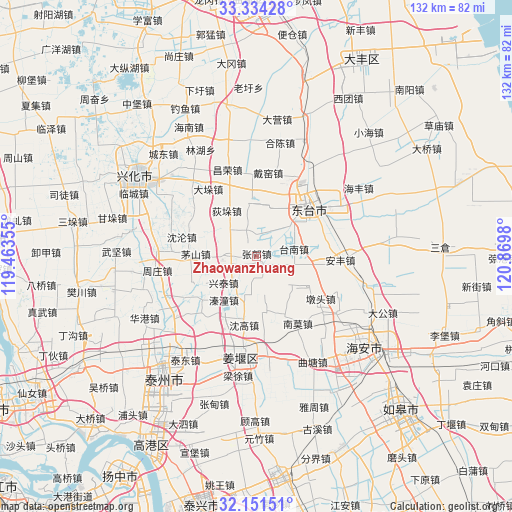 Zhaowanzhuang on map