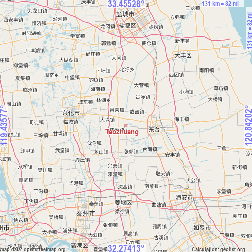 Taozhuang on map