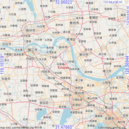 Xinqiao on map