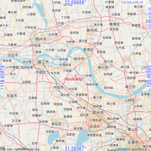 Houxiang on map