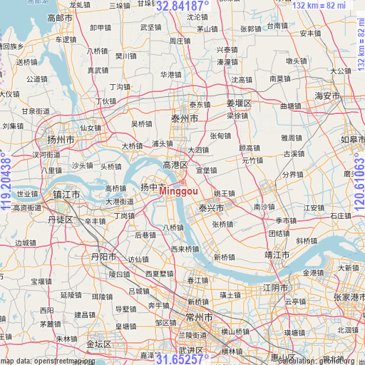 Minggou on map