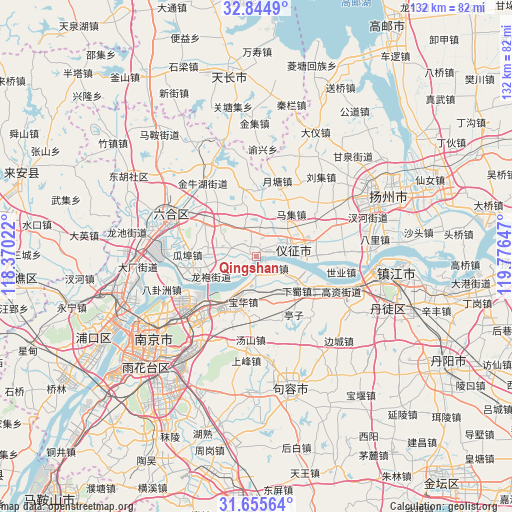 Qingshan on map