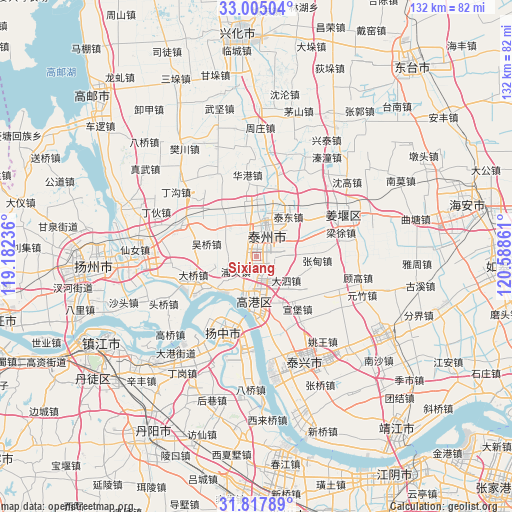 Sixiang on map