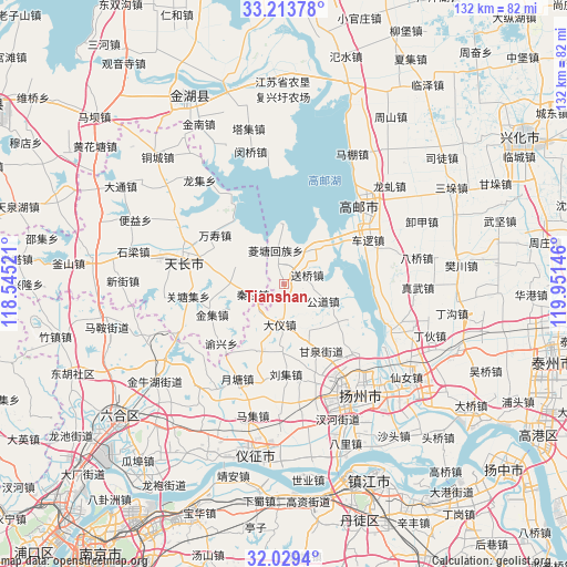 Tianshan on map