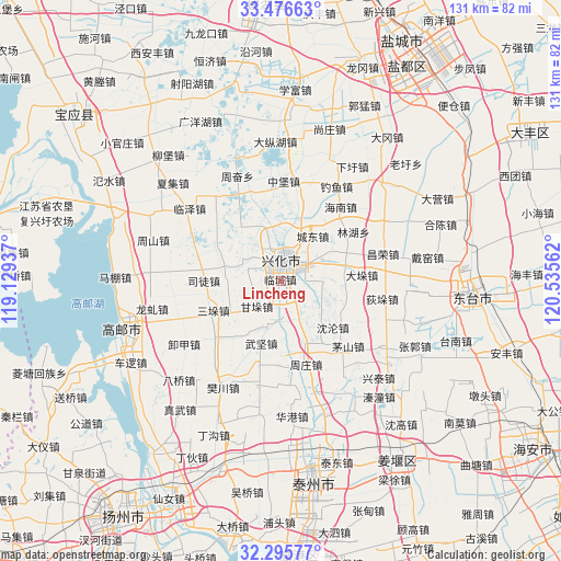 Lincheng on map