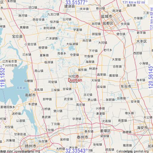 Duotian on map