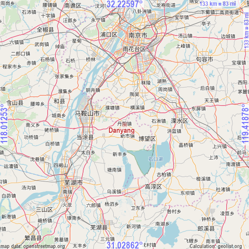 Danyang on map